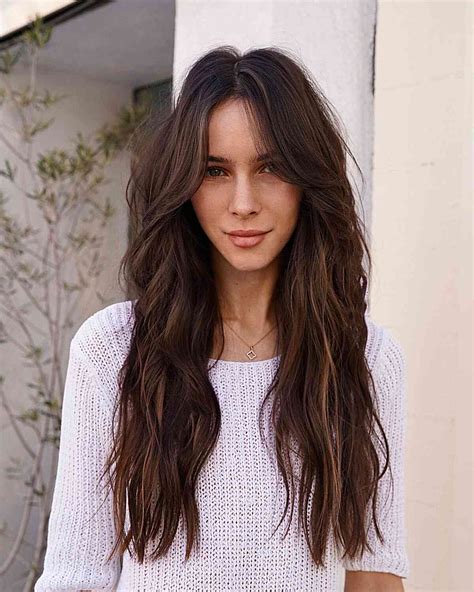 long side bangs with long hair|long choppy layers with bangs.